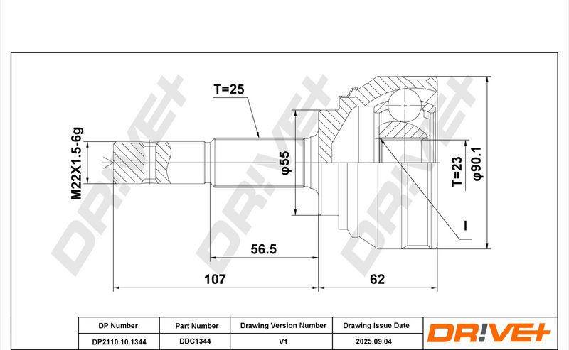 DP2110.10.1344 Drive+ Шарнір рівних кутових швидкостей (ШРУС)