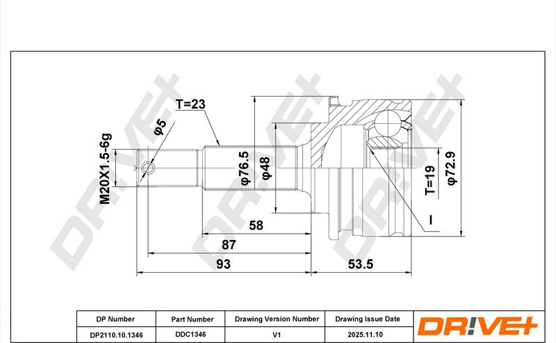 DP2110.10.1346 Drive+ Шарнір рівних кутових швидкостей (ШРУС)
