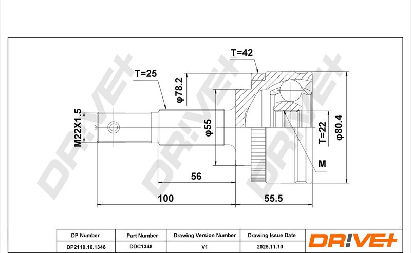 DP2110.10.1348 Drive+ Шарнір рівних кутових швидкостей (ШРУС)