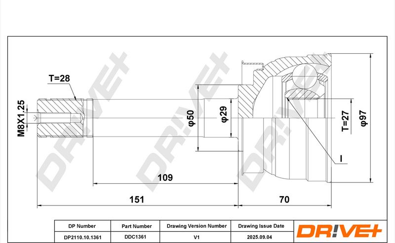 DP2110.10.1361 Drive+ Шарнір рівних кутових швидкостей (ШРУС)
