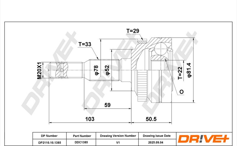 DP2110.10.1385 Drive+ Шарнір рівних кутових швидкостей (ШРУС)