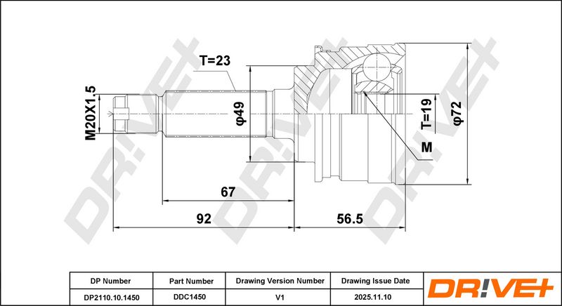 DP2110.10.1450 Drive+ Шарнір рівних кутових швидкостей (ШРУС)