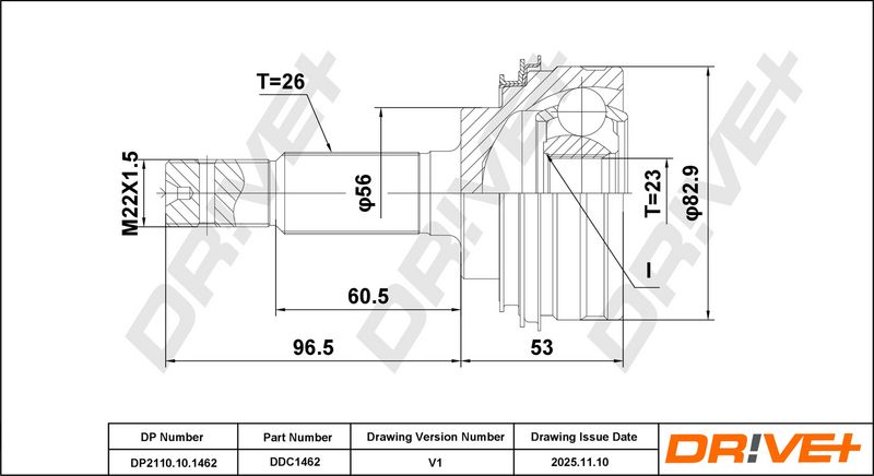 DP2110.10.1462 Drive+ Шарнір рівних кутових швидкостей (ШРУС)