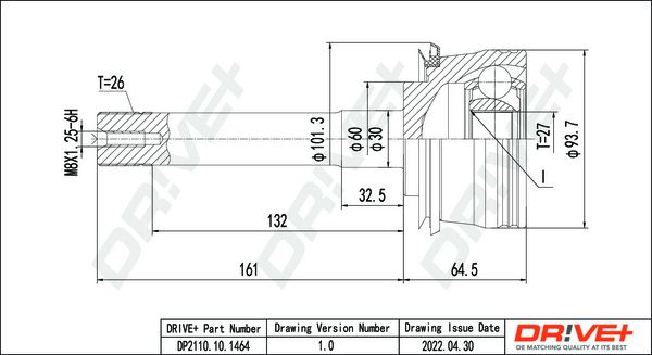 DP2110.10.1464 Drive+ Шарнір рівних кутових швидкостей (ШРУС)