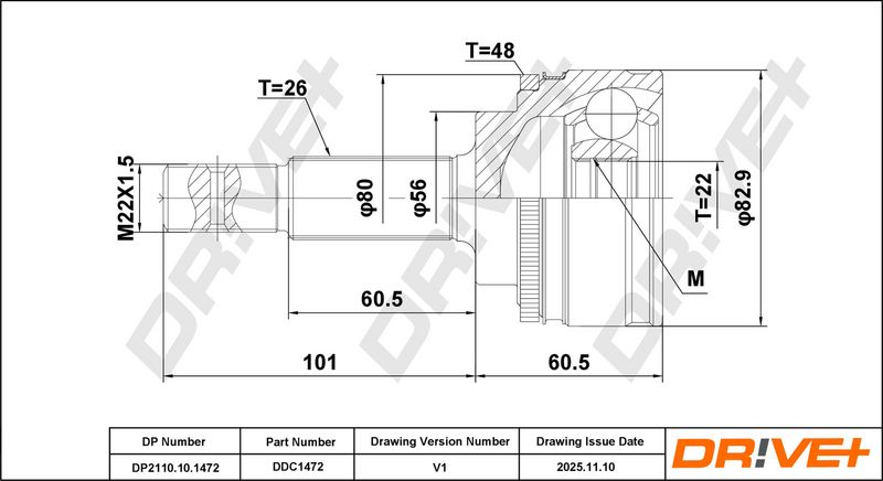 DP2110.10.1472 Drive+ Шарнір рівних кутових швидкостей (ШРУС)
