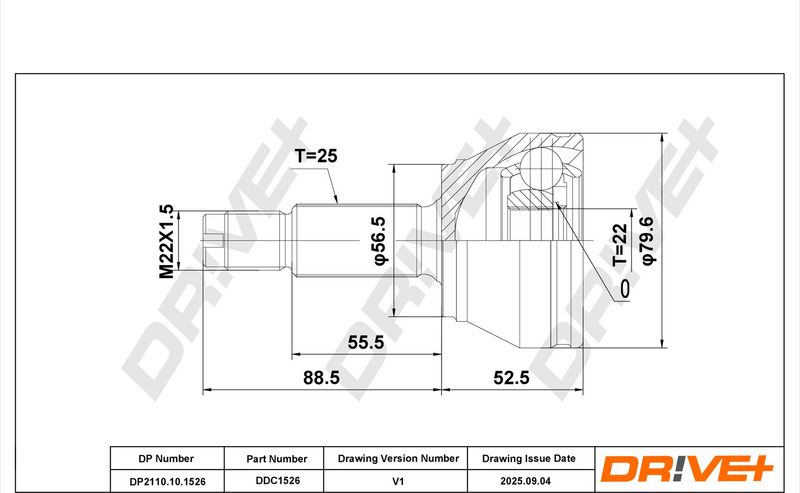 DP2110.10.1526 Drive+ Шарнір рівних кутових швидкостей (ШРУС)