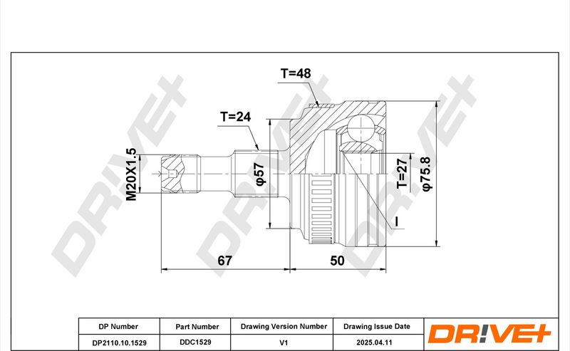 DP2110.10.1529 Drive+ Шарнір рівних кутових швидкостей (ШРУС)
