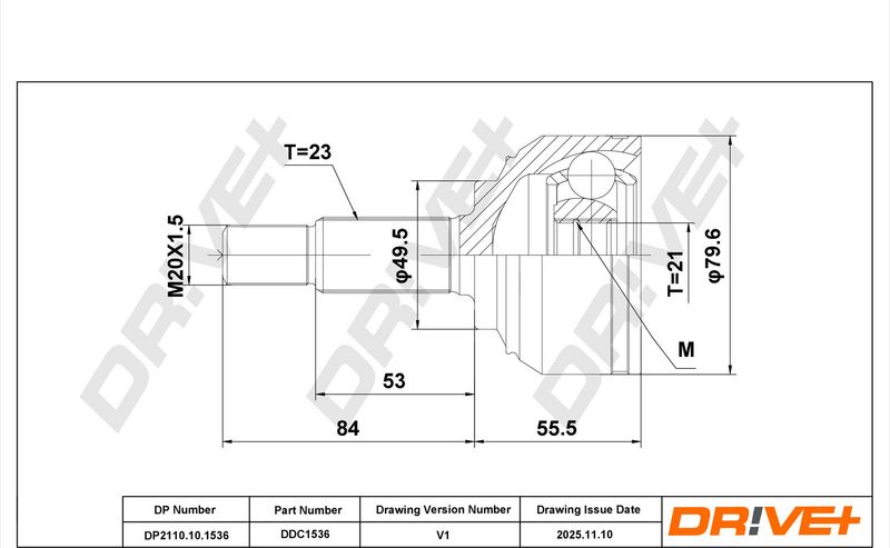 DP2110.10.1536 Drive+ Шарнір рівних кутових швидкостей (ШРУС)