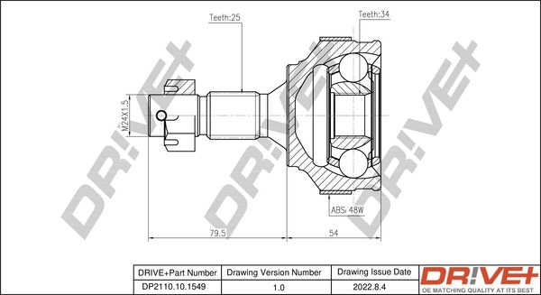 DP2110.10.1549 Drive+ Шарнір рівних кутових швидкостей (ШРУС)