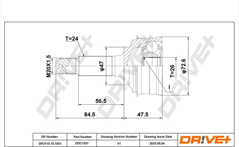 DP2110.10.1551 Drive+ Шарнір рівних кутових швидкостей (ШРУС)
