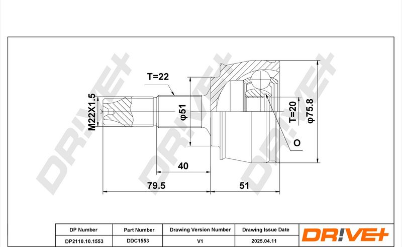 DP2110.10.1553 Drive+ Шарнір рівних кутових швидкостей (ШРУС)