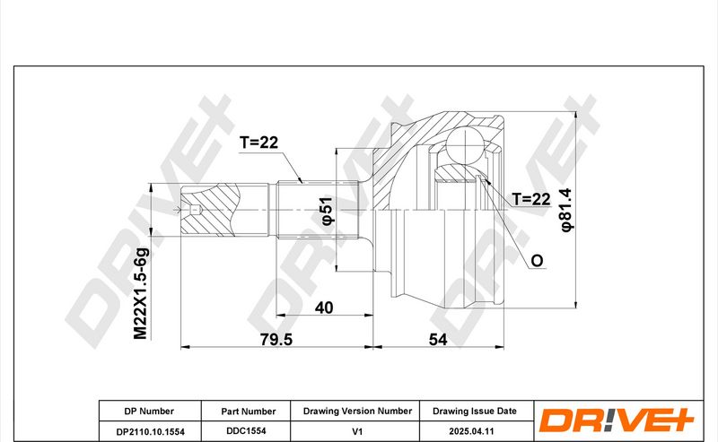 DP2110.10.1554 Drive+ Шарнір рівних кутових швидкостей (ШРУС)