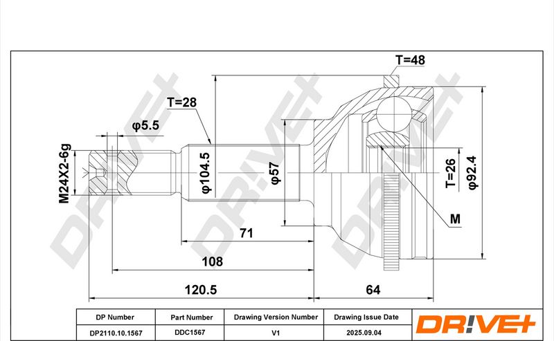 DP2110.10.1567 Drive+ Шарнір рівних кутових швидкостей (ШРУС)