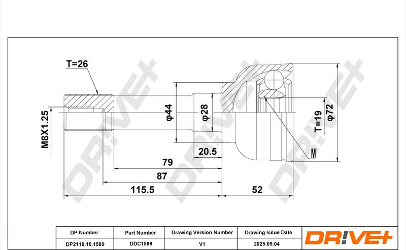 DP2110.10.1589 Drive+ Шарнір рівних кутових швидкостей (ШРУС)