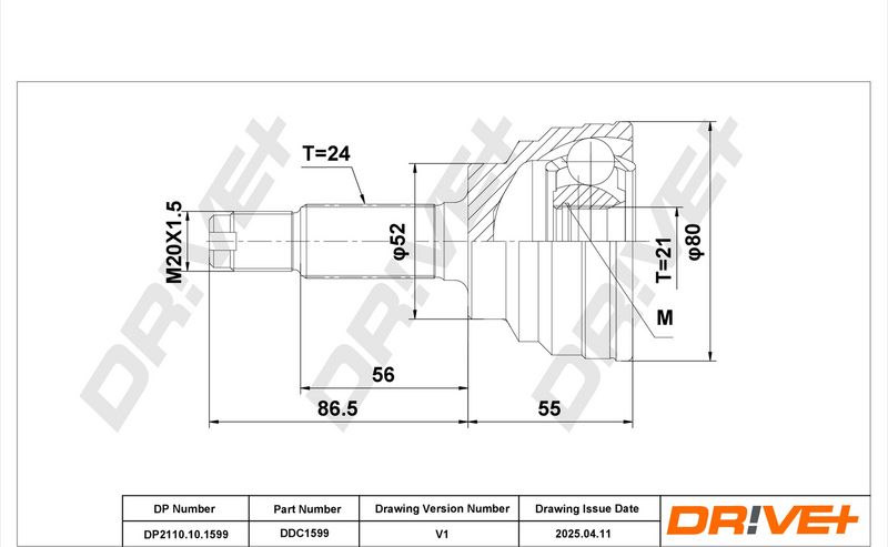 DP2110.10.1599 Drive+ Шарнір рівних кутових швидкостей (ШРУС)