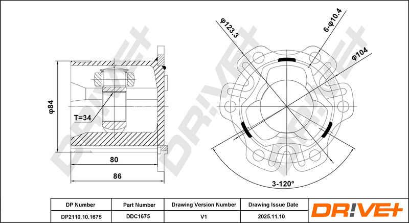 DP2110.10.1675 Drive+ Шарнір рівних кутових швидкостей (ШРУС)