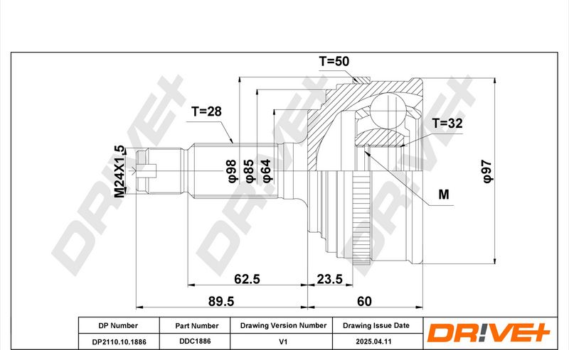 DP2110.10.1886 Drive+ Шарнір рівних кутових швидкостей (ШРУС)