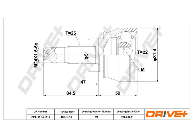 DP2110.10.1910 Drive+ Шарнір рівних кутових швидкостей (ШРУС)