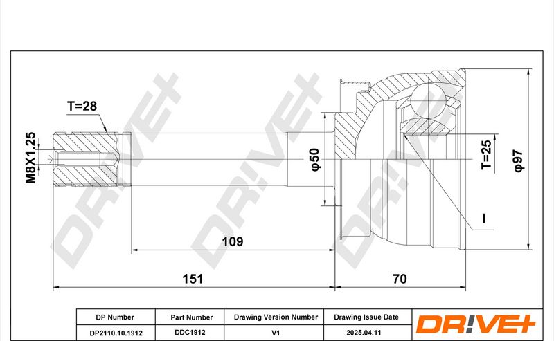DP2110.10.1912 Drive+ Шарнір рівних кутових швидкостей (ШРУС)