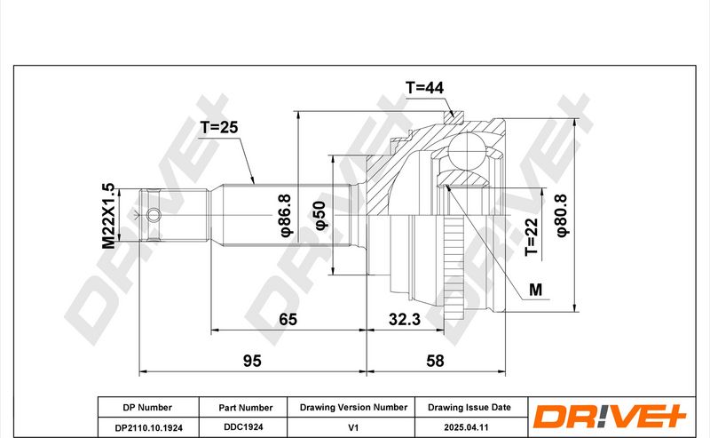 DP2110.10.1924 Drive+ Шарнір рівних кутових швидкостей (ШРУС)