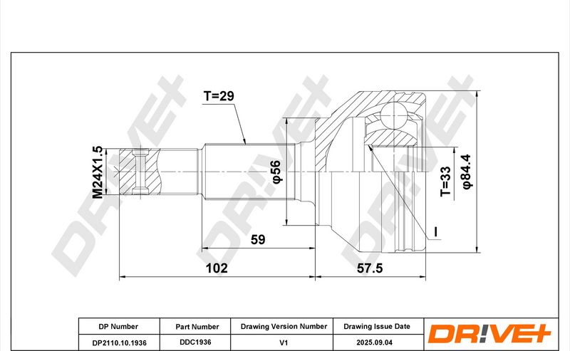 DP2110.10.1936 Drive+ Шарнір рівних кутових швидкостей (ШРУС)