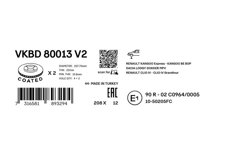 SKF VKBD80013V2 Гальмівний диск