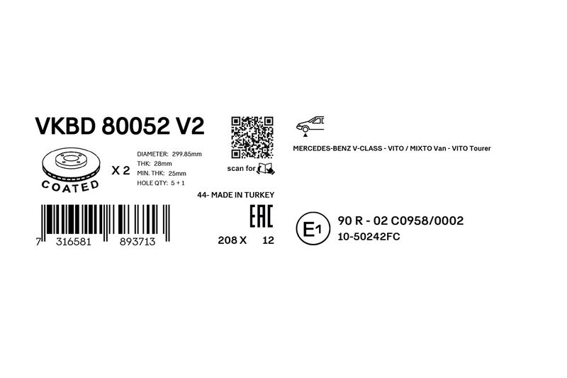 SKF VKBD80052V2 Гальмівний диск