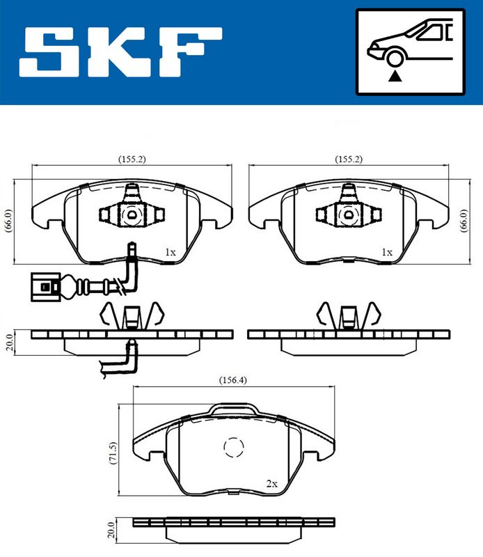 SKF VKBP80007E Комплект гальмівних накладок, дискове гальмо