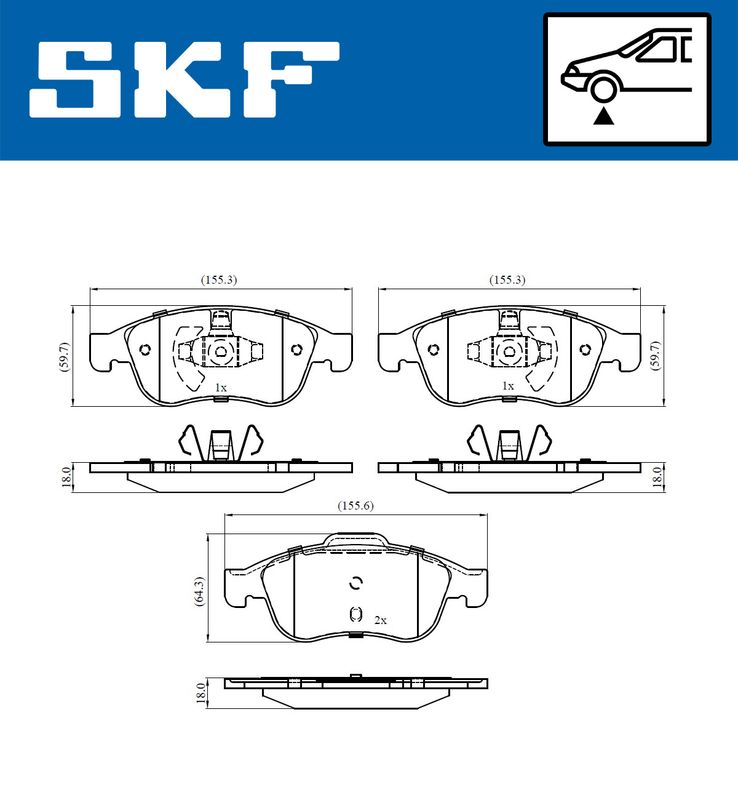 SKF VKBP80015 Комплект гальмівних накладок, дискове гальмо