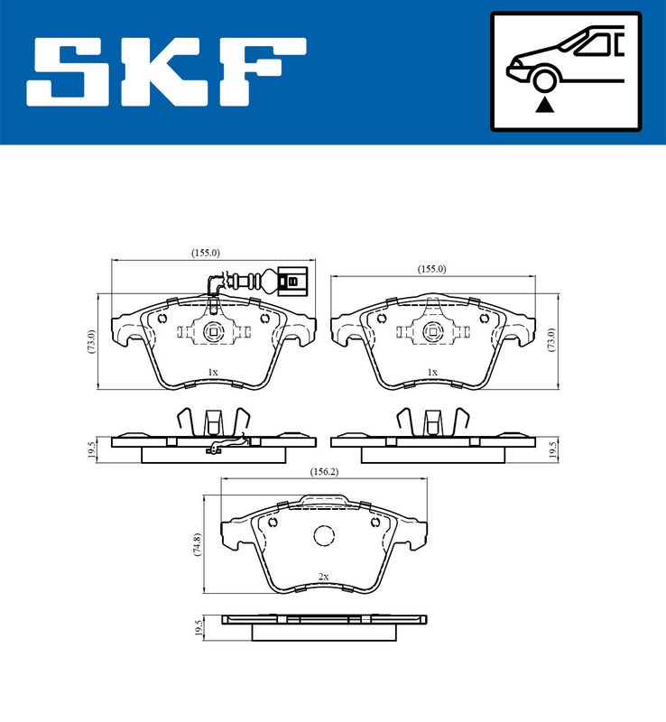 SKF VKBP80042E Комплект гальмівних накладок, дискове гальмо