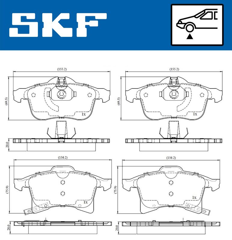 SKF VKBP80043A Комплект гальмівних накладок, дискове гальмо