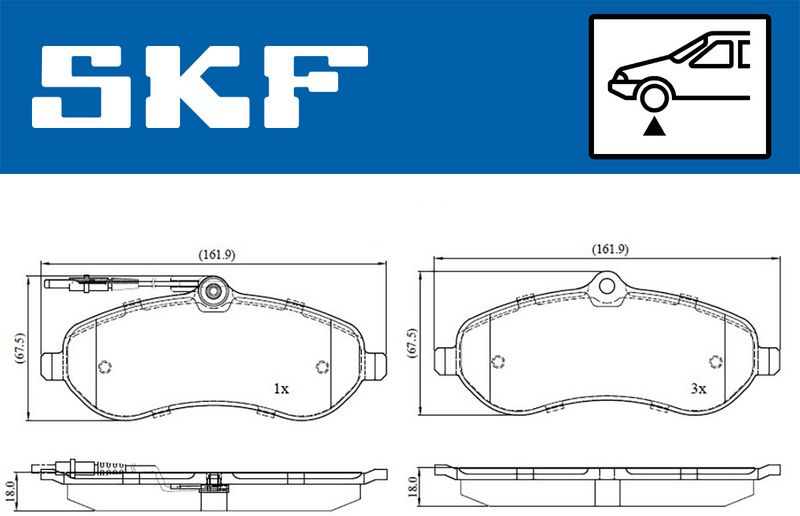 SKF VKBP80048E Комплект гальмівних накладок, дискове гальмо
