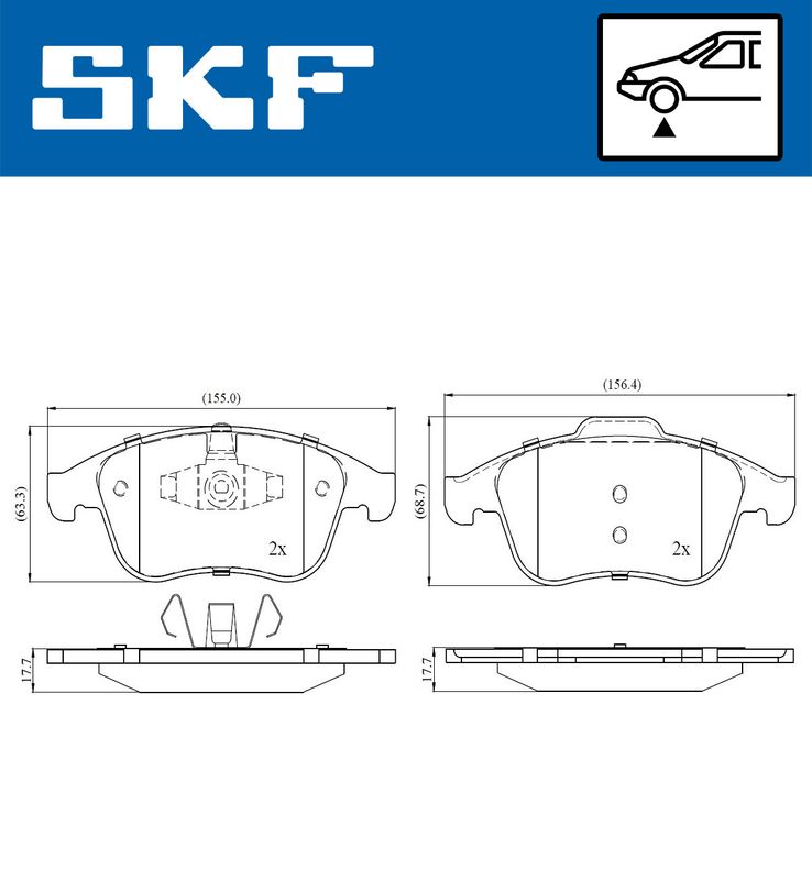 SKF VKBP80063 Комплект гальмівних накладок, дискове гальмо
