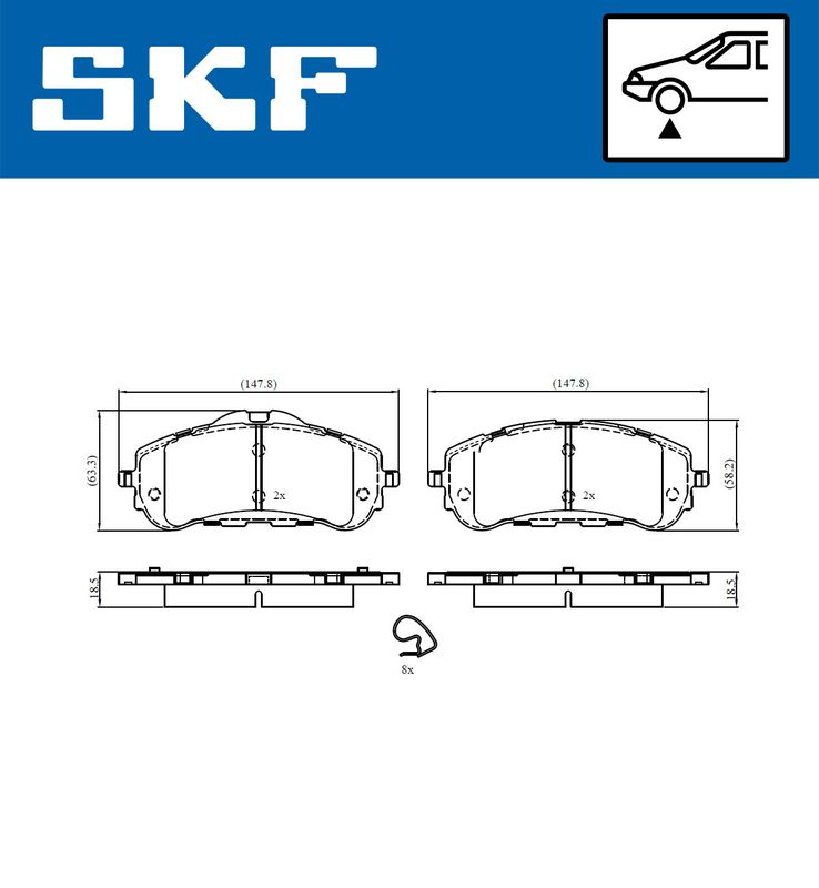 SKF VKBP80067 Комплект гальмівних накладок, дискове гальмо