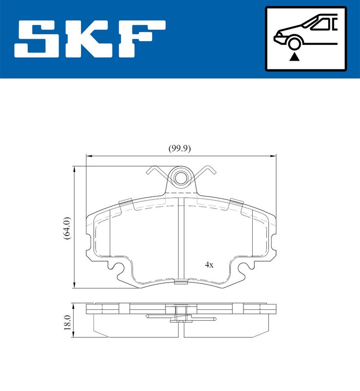 SKF VKBP80092E Комплект гальмівних накладок, дискове гальмо