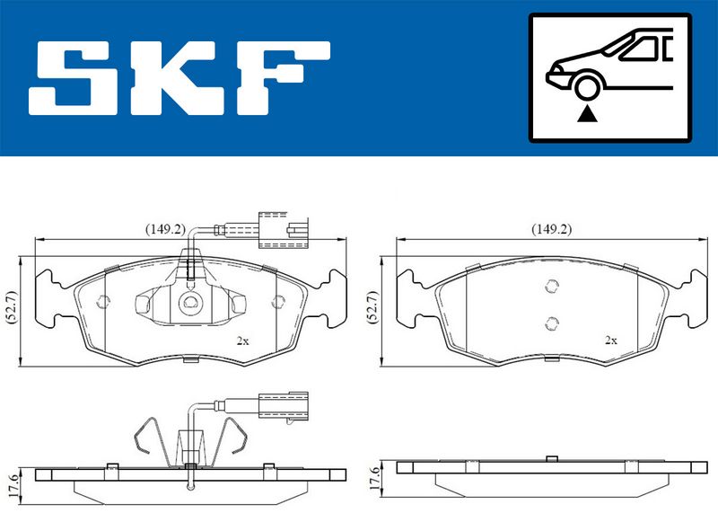 SKF VKBP80146E Комплект гальмівних накладок, дискове гальмо