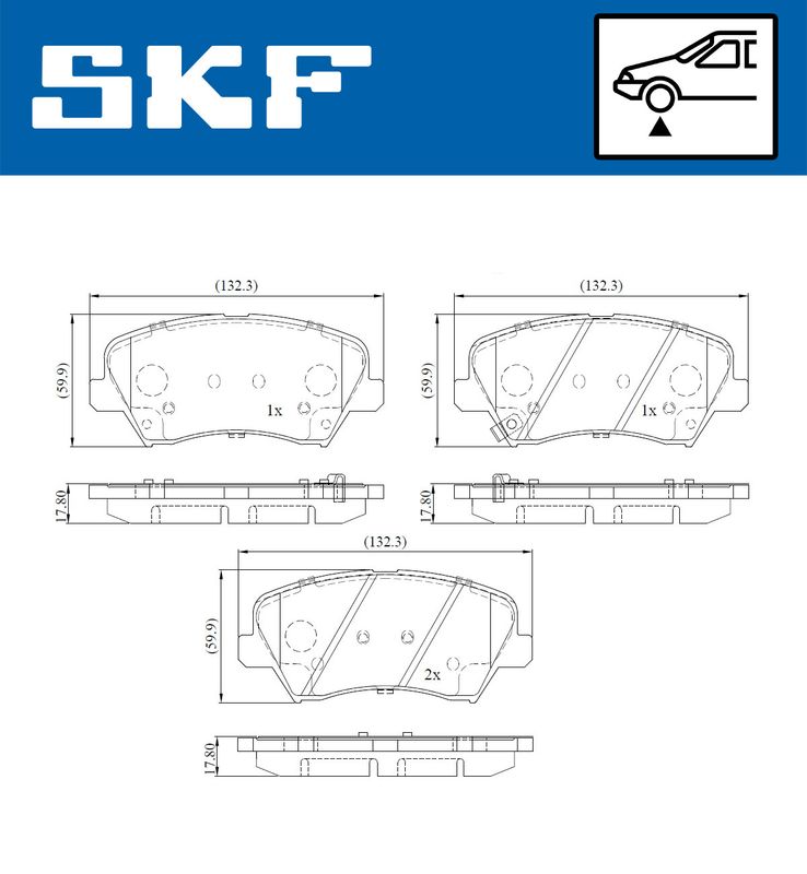 SKF VKBP80161A Комплект гальмівних накладок, дискове гальмо