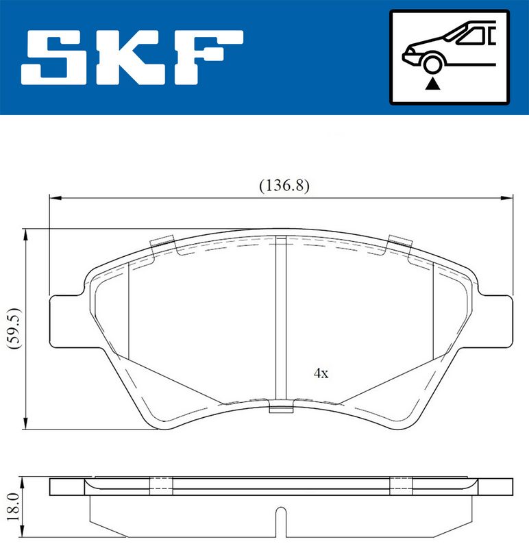 SKF VKBP80163 Комплект гальмівних накладок, дискове гальмо