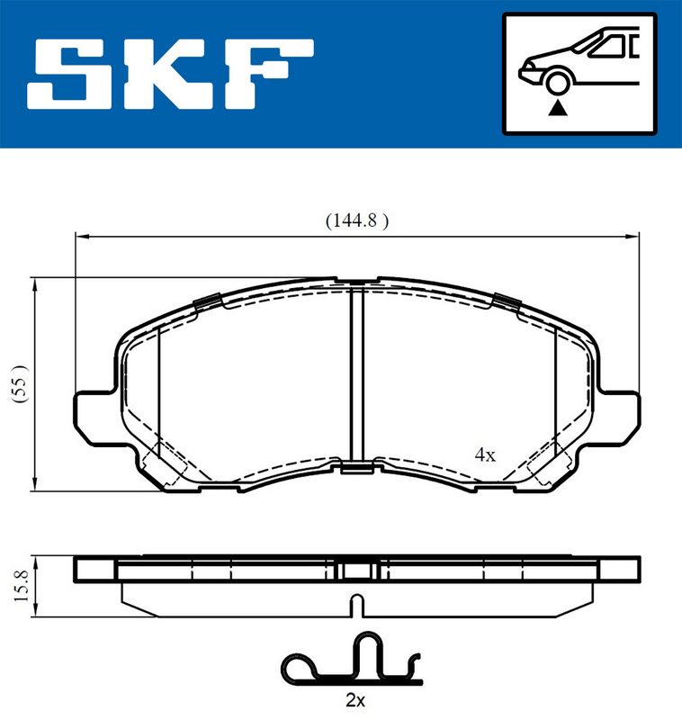SKF VKBP80169A Комплект гальмівних накладок, дискове гальмо