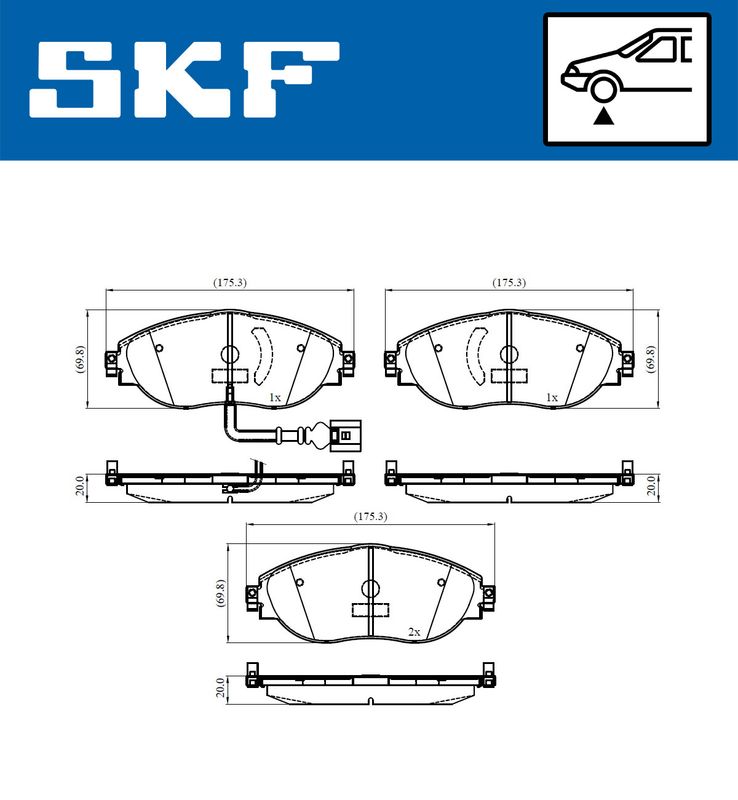 SKF VKBP80179E Комплект гальмівних накладок, дискове гальмо