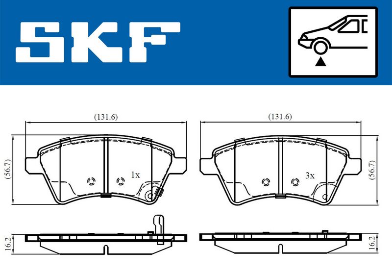 SKF VKBP80185A Комплект гальмівних накладок, дискове гальмо
