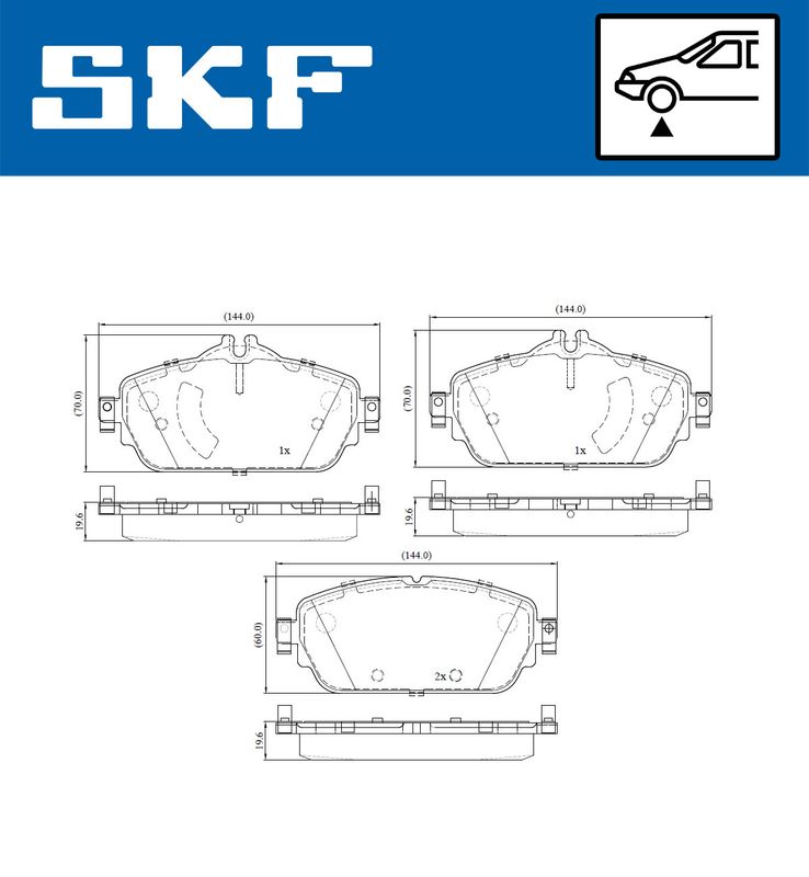 SKF VKBP80196 Комплект гальмівних накладок, дискове гальмо