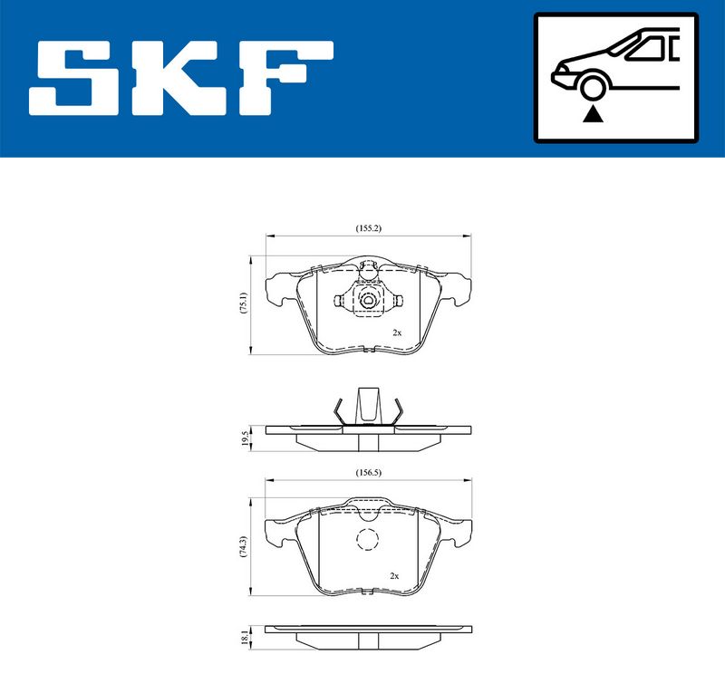 SKF VKBP80224 Комплект гальмівних накладок, дискове гальмо