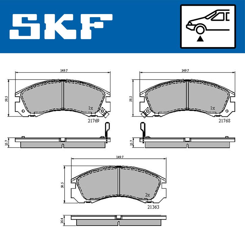SKF VKBP80230A Комплект гальмівних накладок, дискове гальмо