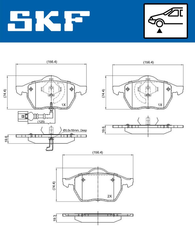 SKF VKBP80270E Комплект гальмівних накладок, дискове гальмо