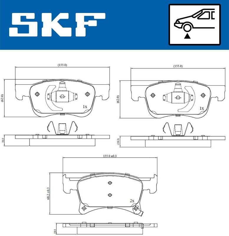 SKF VKBP80301A Комплект гальмівних накладок, дискове гальмо