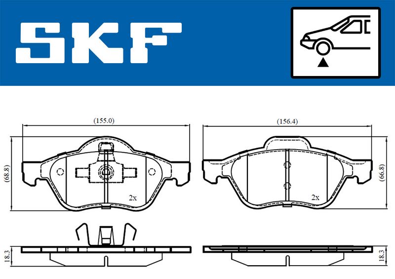 SKF VKBP80309 Комплект гальмівних накладок, дискове гальмо