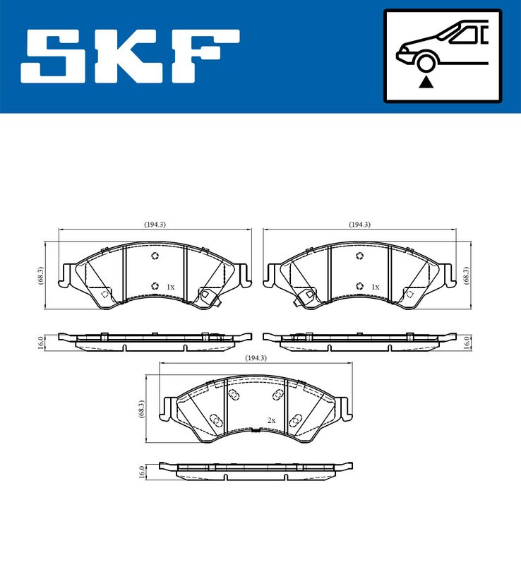 SKF VKBP80310A Комплект гальмівних накладок, дискове гальмо