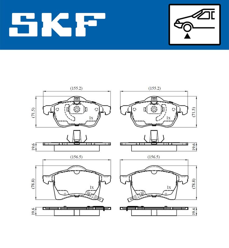 SKF VKBP80314A Комплект гальмівних накладок, дискове гальмо