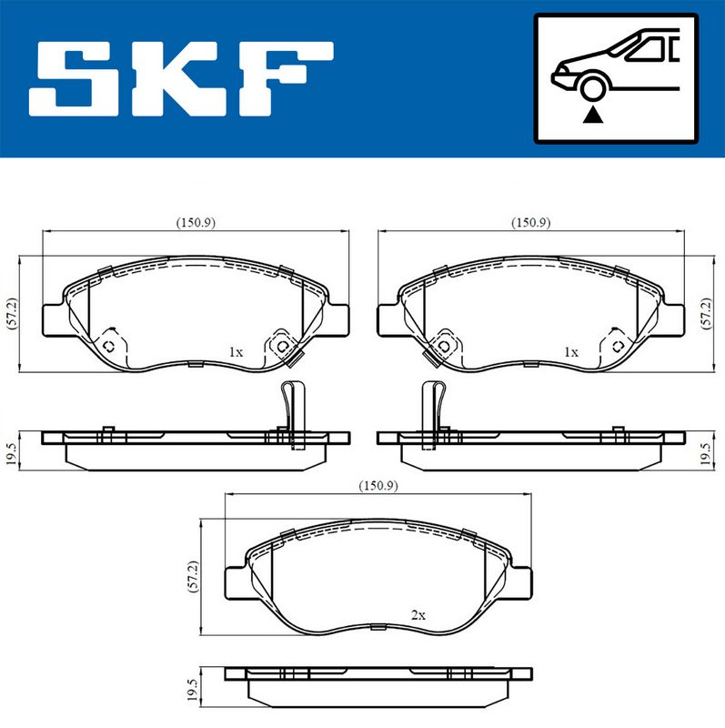 SKF VKBP80322A Комплект гальмівних накладок, дискове гальмо